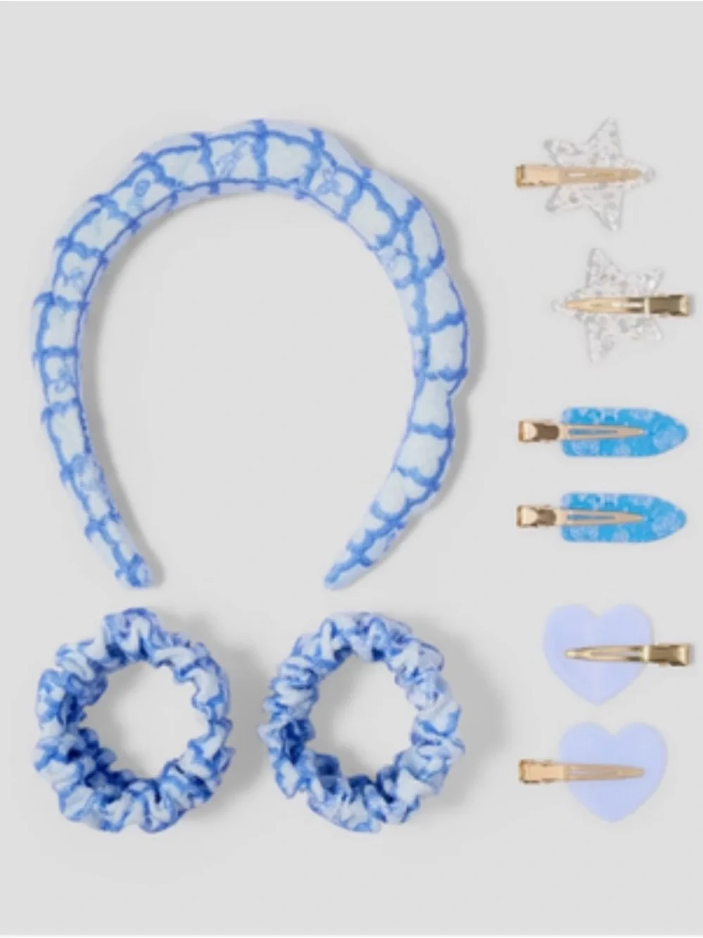 Roller Rabbit x Target Geo Hearts Headband/Wristbands/Clips Set BLUE